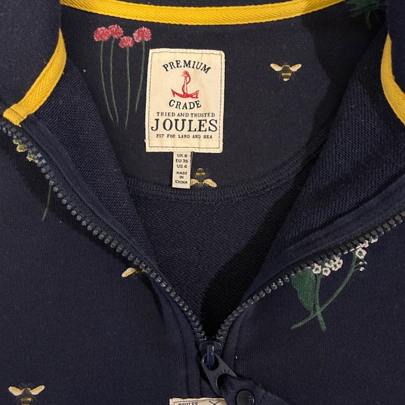 Joules Bee & Wildflower Half Zip Pullover Navy Sweatshirt UK 8 US 4 - Picture 7 of 10